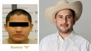 A la izquierda: Ramiro 'N' con los ojos censurados durante detención. A la derecha: Carlos Manzo viendo de frente