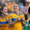 Jugadoras de Tigres Femenil festejando un gol en la Semifinal del Apertura 2025.
