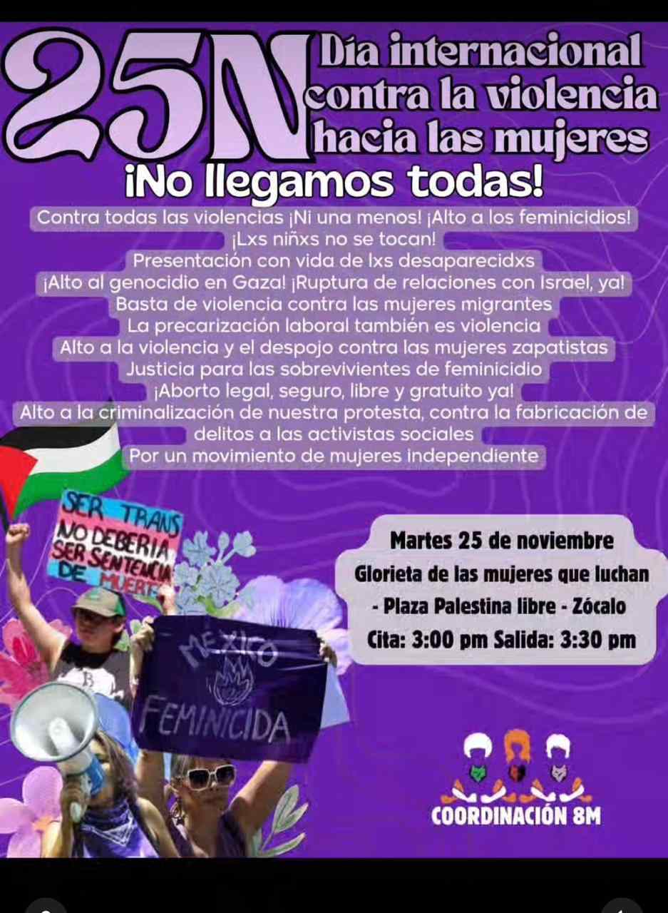 Convocatoria a marcha del 25N en CdMx