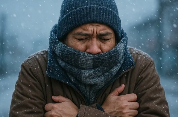 Hombre con mucho frío