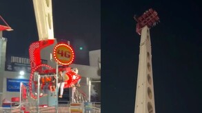 El incidente ocurrió cuando la atracción, considerada una de las más elevadas y concurridas de la feria, se detuvo de manera repentina.