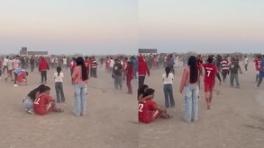 Imágenes de una pelea terrible en el ejido Noé de Torreón, jugadores de fútbol portando sus uniformes color rojo.
