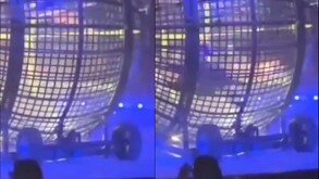 Estructura del 'Globo de la muerte', donde un acróbata chileno perdió la vida.