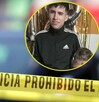 Cinta amarilla de precaución y unja foto en tamaño pequeño de un hombre joven