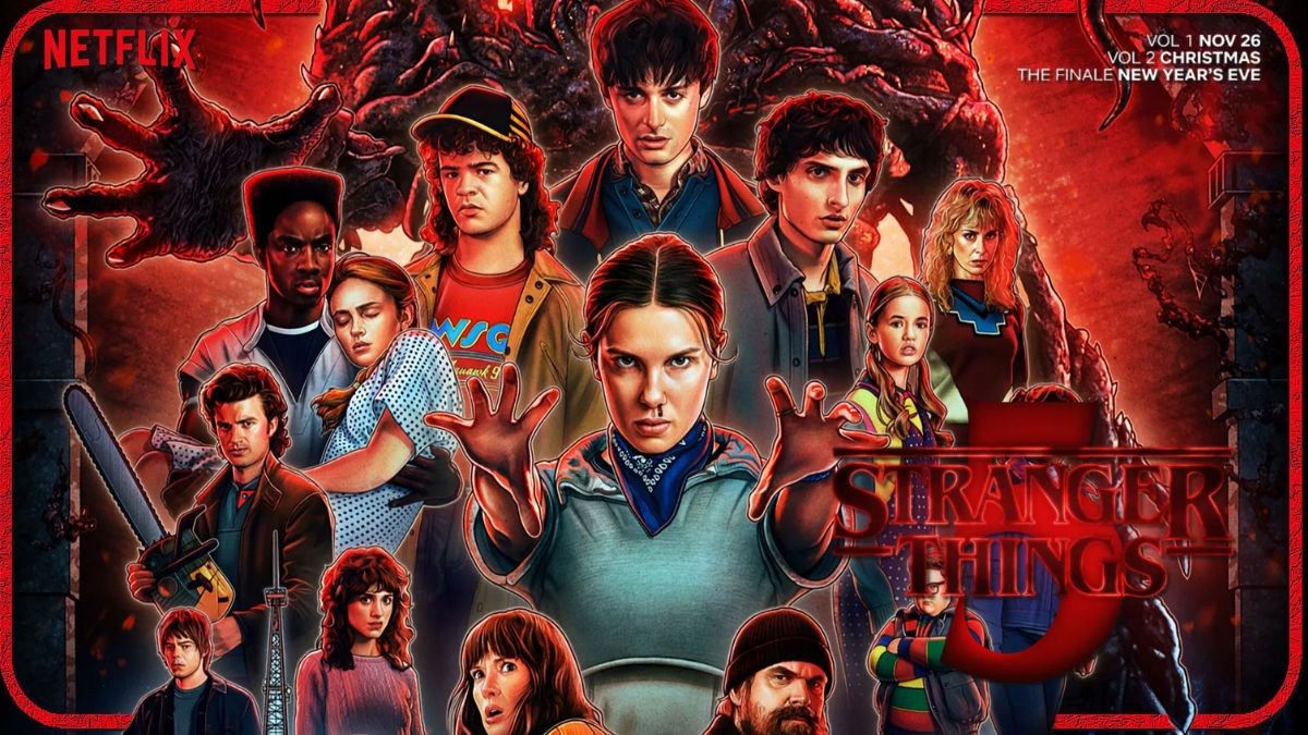 Poster de la nueva y última temporada de Stranger Things, aparecen todos los personajes principales.