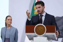 Imagen del gobernador Samuel García junto a Claudia Sheinbaum.