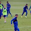 Jugadores de Tigres realizando el entrenamiento previo al partido de vuelta de los Cuartos de Final.