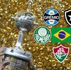 Trofeo de la Copa Libertadores rodeado de equipos brasileños.