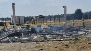 Lugar de la explosión en un polvorín en Tlaxcala.