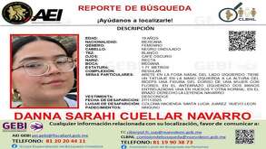 Ficha de búsqueda Danna Sarahi Cuellar Navarro, desaparecida en Juárez.