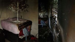 Parte de la casa incendiada en Zaragoza Sur