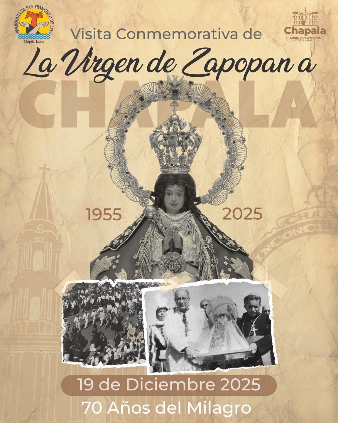 Como recuerdo de el histórico milagro acaecido por la intercesión de la Virgen de Zapopan, la imagen visita el Lago de Chapala en diciembre de 2025.