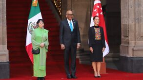 Sheinbaum reunida con Tharman Shanmugaratnam, presidente de Singapur en Palacio Nacional