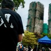 Edificios consumidos por las llamas en Hong Kong
