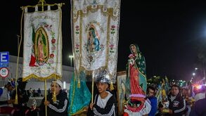 Peregrinos en honor a la Virgen de Guadalupe.