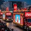 Camiones de Coca-Cola en Caravana Navideña en Monterrey.