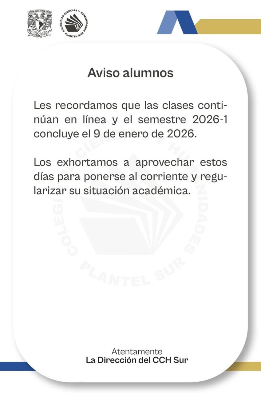 Comunicado CCH Sur sobre clases en línea