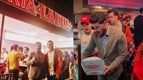 Samuel García y Jorge Álvarez Máynez en taquería Dua Lipa.