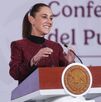 Claudia Sheinbaum anunciando que busca llamada con el Papa León XIV para que visite México