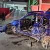Auto destruido tras choque en Monterrey.