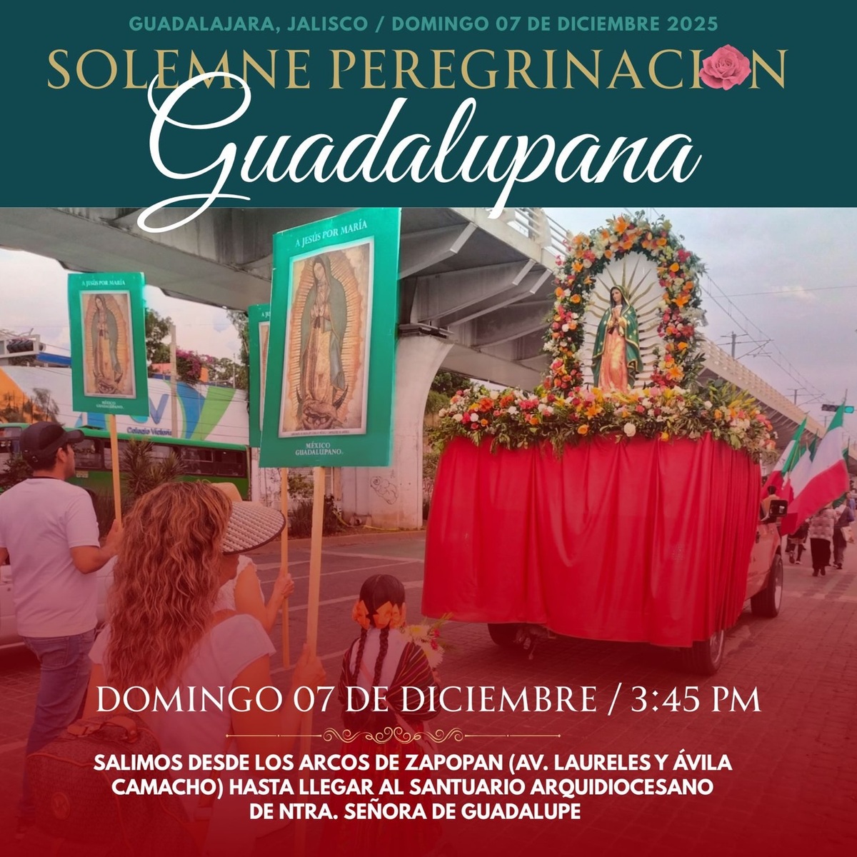Invitación Virgen de Guadalupe en Guadalajara 2025 difundida por redes sociales de M Guadalupano
