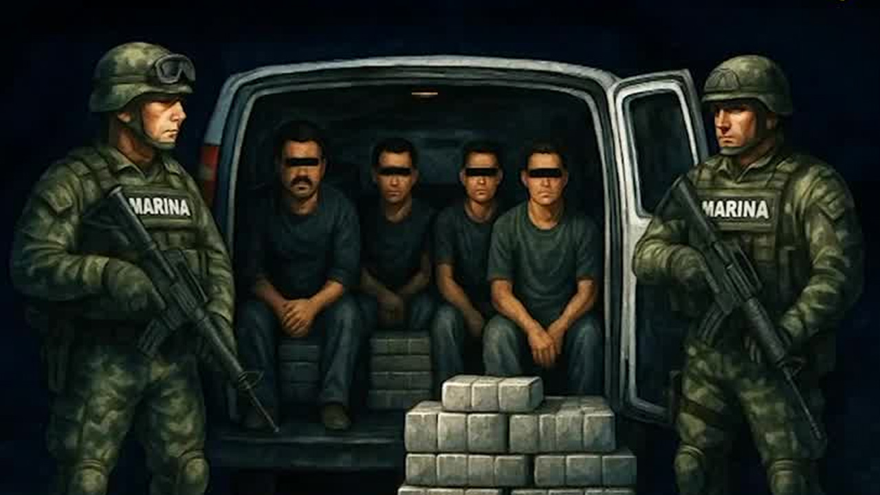 Elementos de la Marina aseguraron casi 300 kilos de cocaína en la Terminal 2 del AICM y detuvieron a cuatro trabajadores de paquetería.