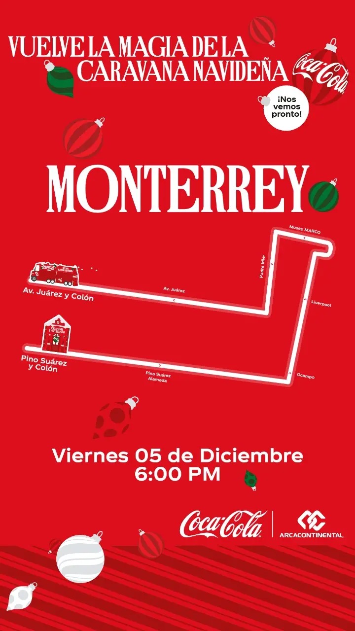 Imagen con ruta de Caravana Coca-Cola en Monterrey.