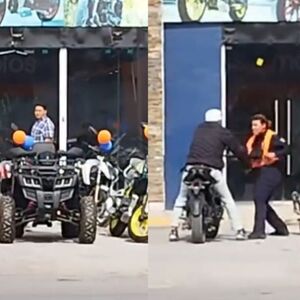 Motociclista y tránsito en San Pedro, Coahuila peleando.