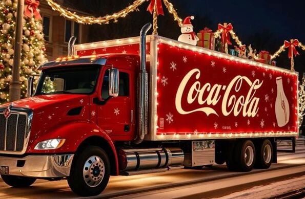 Imagen ilustrativa de los camiones que suelen participar en la Caravana Coca-cola.