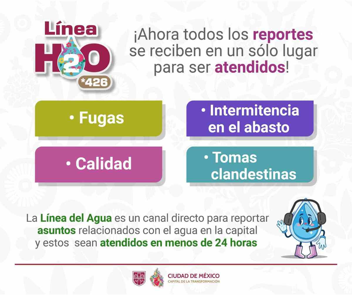 Publicación de información sobre la línea H20 para solicitar pipas de agua gratis