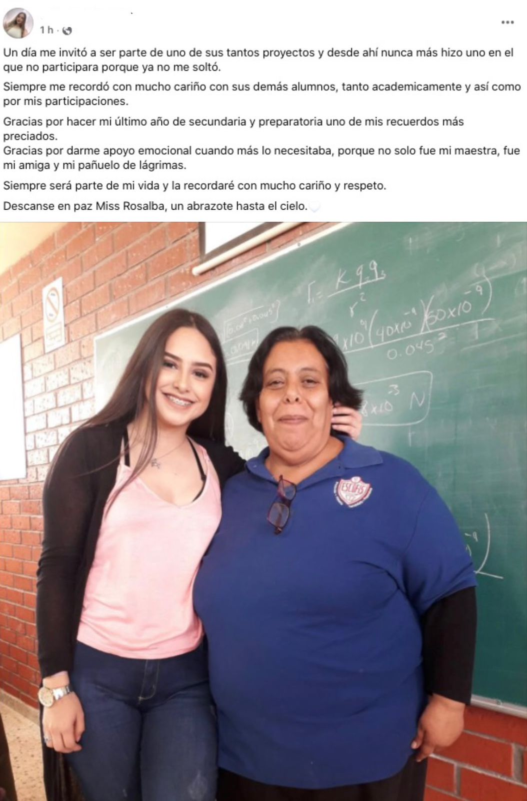 Tras confirmarse el sensible fallecimiento, las redes sociales se convirtieron en un espacio de tributo para la profesora Rosalba Espino