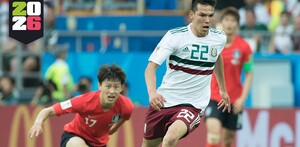 Chucky Lozano con la Selección Mexicana enfrentando a Corea del Sur en Rusia 2018.