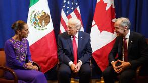 Sheinbaum, Trump y Mark Carney en reunión tras sorteo del mundial de futbol 2026