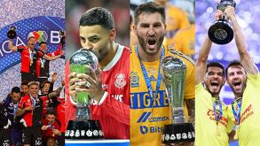 Atlas, Toluca, Tigres y América levantando campeonatos de la Liga MX.