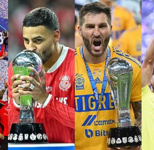 Atlas, Toluca, Tigres y América levantando campeonatos de la Liga MX.