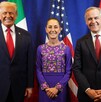 Claudia Sheinbaum con el presidente de Estados Unidos, Donald Trump, y el primer ministro de Canadá, Mark Carney.