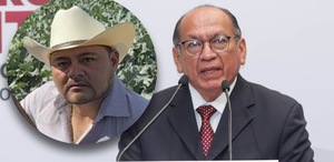 Samuel Aguilar Pala, secretario de Gobernación de Puebla, con una imagen sobrepuesta de Antonio Valente Martínez, alias 'El Toñín'.