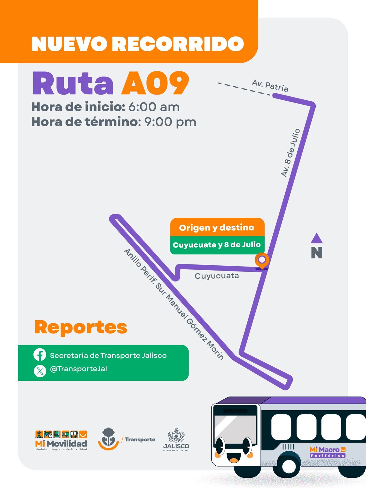 La Ruta A09 que alimenta la línea de Mi Macro Periférico ha anunciado una ampliación en su recorrido, conoce hasta que partes de Tlaquepaque llega.
