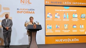 Titular de Coesamed en Nuevo León en rueda de prensa.