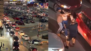 Tráfico y pelea en Galerías Monterrey.