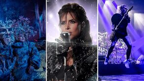 Collage con Gloria Trevi, personajes de Navidalia y The Rasmus