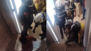 Imágenes de personas siendo rescatadas de un elevador en Durango.
