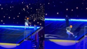 Bad Bunny caída en el escenario.