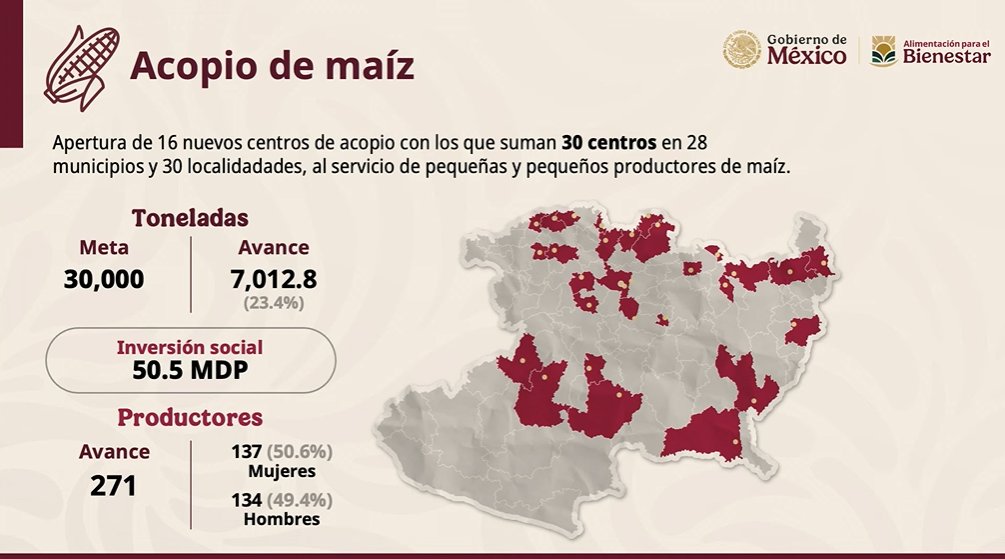 Secretaría del Bienestar realiza acopio de maíz en Michoacán como parte del Plan por la Paz.