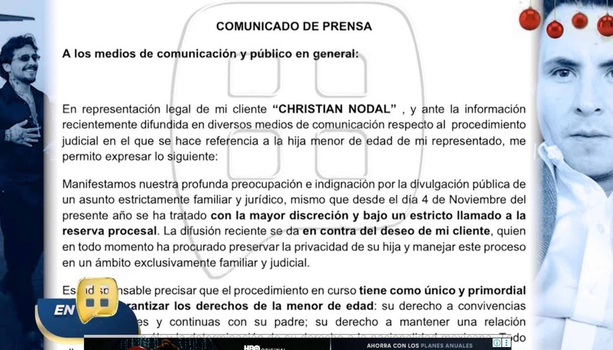Comunicado de prensa de Chritian Nodal ante su demanda contra Cazzu, madre de su hija Inti.