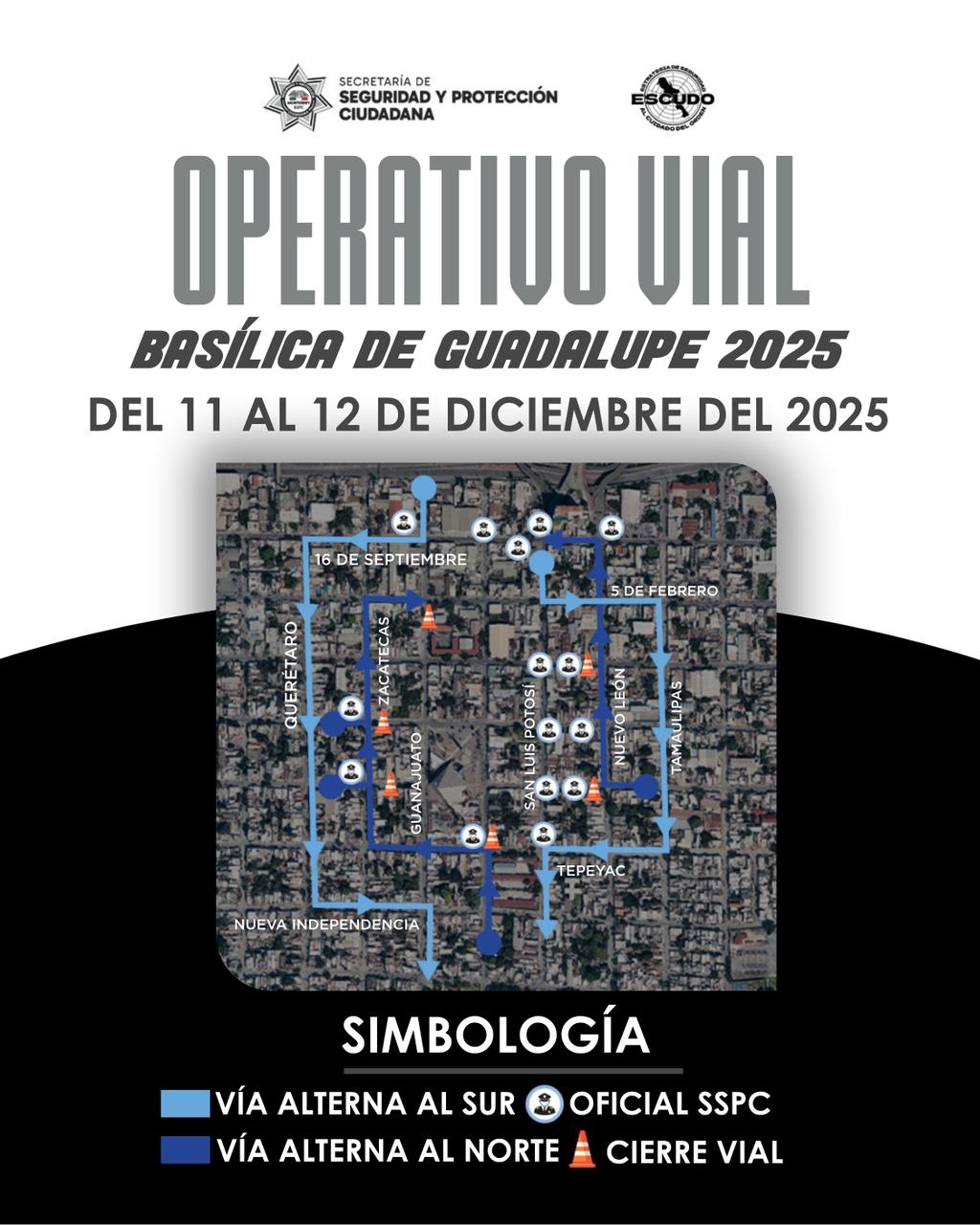 Comunicado de cierres viales en Monterrey.