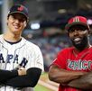 Shohei Ohtani y Randy Arozarena haciendo la clásica pose del cubano-mexicano durante el Clásico Mundial 2023.