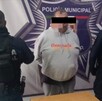 Hombre que fue detenido tras amenazar de muerte con una pistola a su mujer en el ejido 13 de marzo.