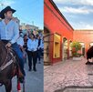 Diego Rivera a caballo en collage con una imagen de la tequilera de José Cuervo