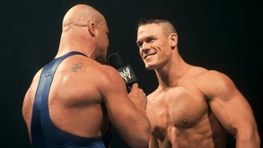 John Cena confrontando a Kurt Angle en el Smack Down del 27 de junio del 2002.
